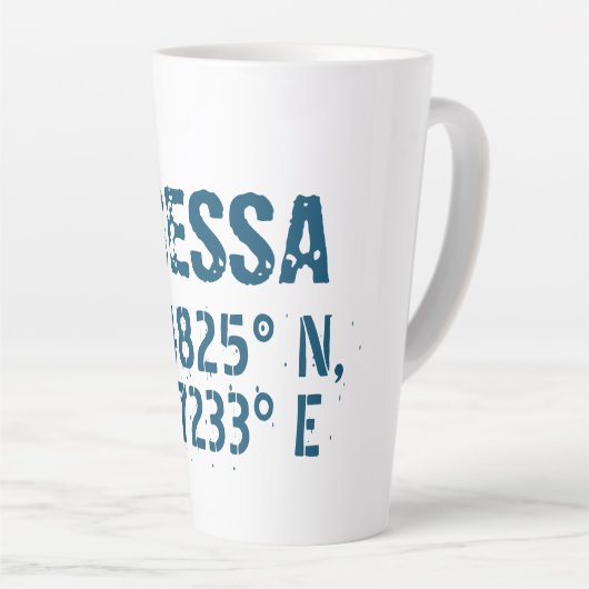 Odessa Oekraïne Latitude & Lengtegraad Verhard Latte Mok (Rechterhoek)