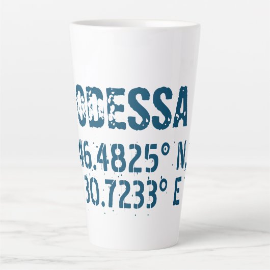 Odessa Oekraïne Latitude & Lengtegraad Verhard Latte Mok (Voorkant)