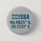 Odessa Oekraïne Latitude & Lengtegraad Verhard Ronde Button 5,7 Cm (Voorkant)