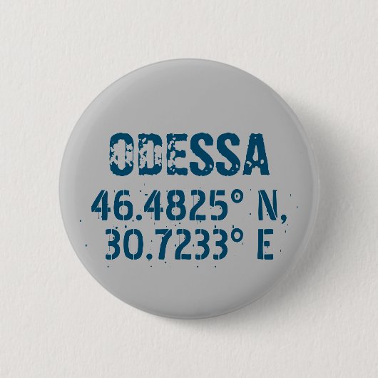 Odessa Oekraïne Latitude & Lengtegraad Verhard Ronde Button 5,7 Cm (Voorkant)