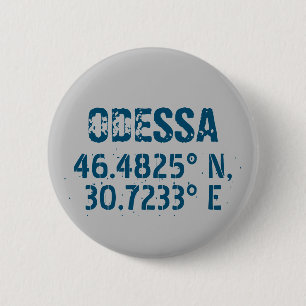 Odessa Oekraïne Latitude & Lengtegraad Verhard Ronde Button 5,7 Cm