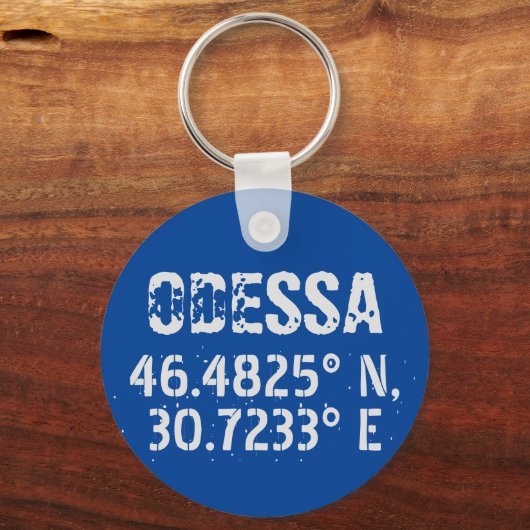 Odessa Oekraïne Latitude & Lengtegraad Verhard Sleutelhanger (Voorkant)