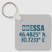 Odessa Oekraïne Latitude & Lengtegraad Verhard Sleutelhanger (Voorkant)