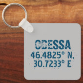 Odessa Oekraïne Latitude & Lengtegraad Verhard Sleutelhanger (Voorkant)