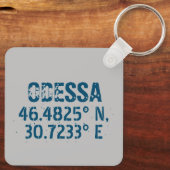 Odessa Oekraïne Latitude & Lengtegraad Verhard Sleutelhanger (Achterkant)