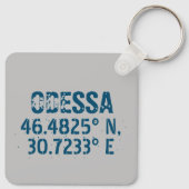Odessa Oekraïne Latitude & Lengtegraad Verhard Sleutelhanger (Achterkant)
