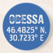 Odessa Oekraïne Latitude & Lengtegraad Verhard Zandsteen Onderzetter (Voorkant)