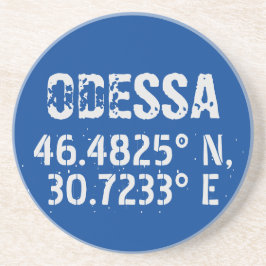 Odessa Oekraïne Latitude & Lengtegraad Verhard Zandsteen Onderzetter