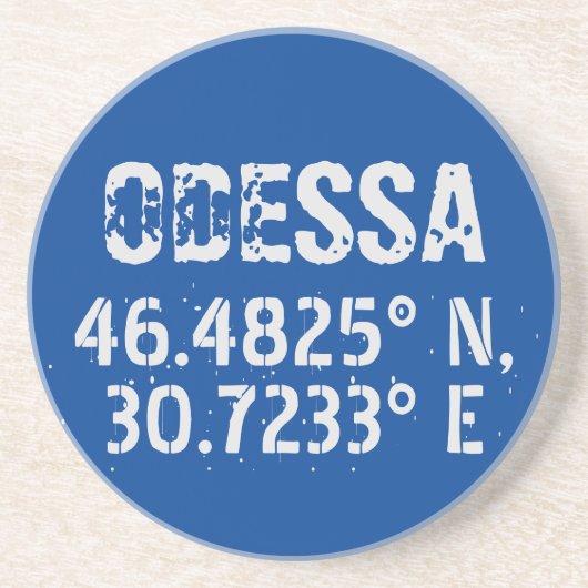 Odessa Oekraïne Latitude & Lengtegraad Verhard Zandsteen Onderzetter (Voorkant)