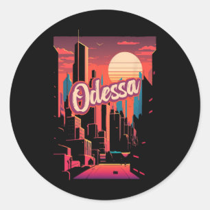 Odessa Retro Oekraine Vintage Odessite Reizen Tr Ronde Sticker