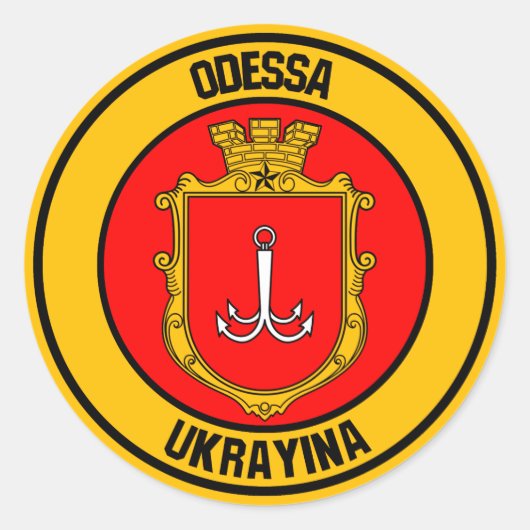 Odessa Round Emblem Ronde Sticker (Voorkant)
