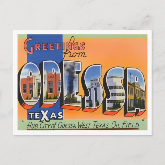 Odessa, Texas Big Letters Briefkaart (Voorkant)