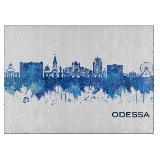 Odessa Ukraine Skyline Blue Snijplank (Voorkant)