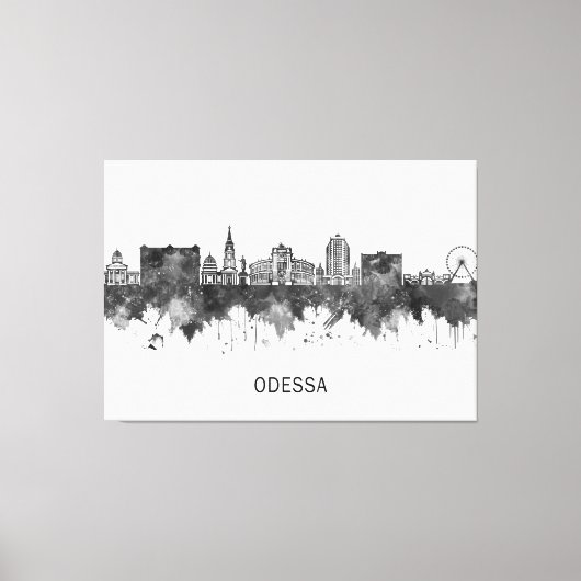 Odessa Ukraine Skyline BW Canvas Afdruk (Voorkant)