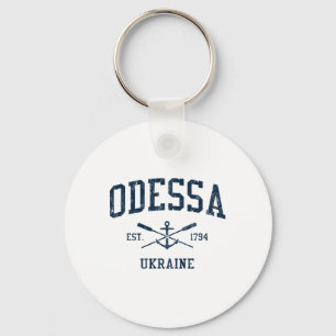 Odessa Vintage Navy Gekruiste Roeispanen En Scheep Sleutelhanger