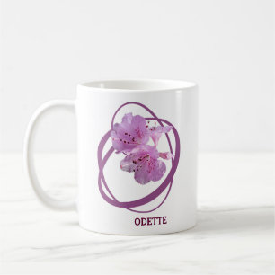  Odette naam monogram roze floral art Koffiemok