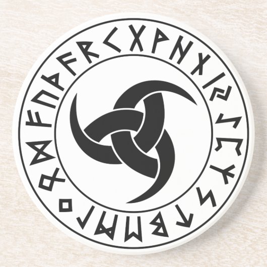 Odhroerir Rune Shield Zandsteen Onderzetter (Voorkant)
