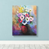 Odilon Redon Anemonen - Symbolisme in Fijne Kunst Canvas Afdruk (Insitu (Houten vloer))