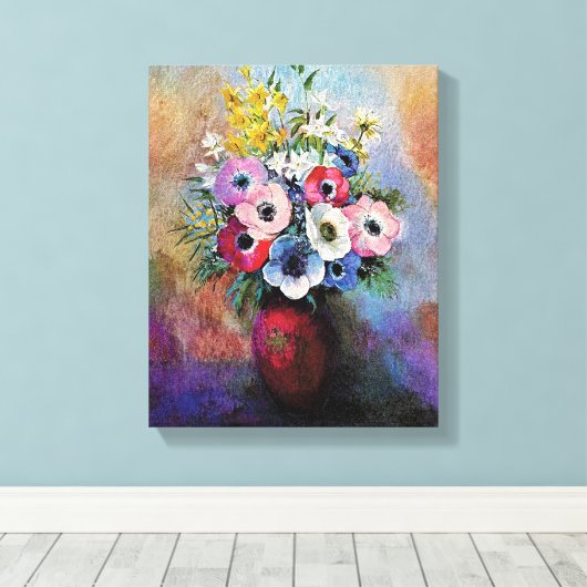 Odilon Redon Anemones - Kunstsymboliek Canvas Afdruk (Insitu (Houten vloer))