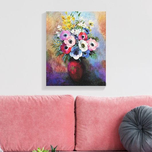 Odilon Redon Anemones - Kunstsymboliek Canvas Afdruk (Insitu (Woonkamer))
