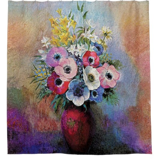Odilon Redon Anemones - Kunstsymboliek Douchegordijn (Voorkant)