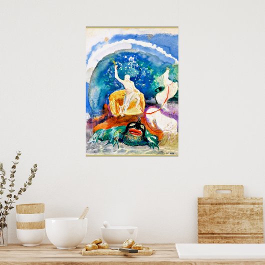 Odilon Redon - Apollo Riding een Groene Monster Poster (Keuken)