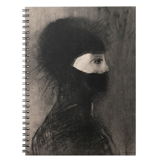 Odilon Redon. Armor. Donkere vrouw gezicht. symbol Notitieboek (Voorkant)
