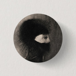 Odilon Redon. Armor. Donkere vrouw gezicht. symbol Ronde Button 3,2 Cm