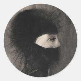 Odilon Redon Armor. Donkere vrouw gezicht. symboli Ronde Sticker