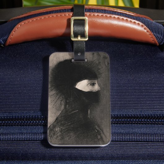 Odilon Redon Armor. Donkere vrouw gezicht symbolie Bagagelabel (Voorkant Insitu 2)