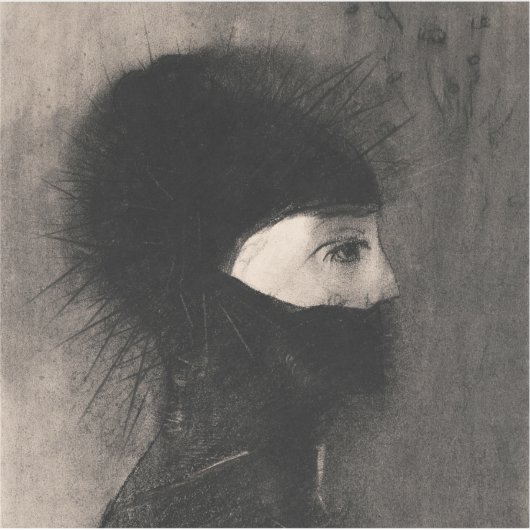 Odilon Redon Armor. Donkere vrouw gezicht symbolie Sticker (Voorkant)