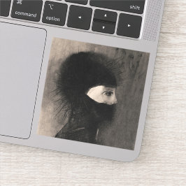 Odilon Redon Armor. Donkere vrouw gezicht symbolie Sticker