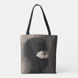 Odilon Redon Armor. Donkere vrouw gezicht Symbolie Tote Bag