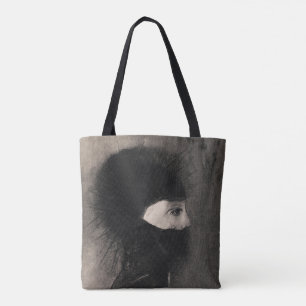 Odilon Redon Armor. Donkere vrouw gezicht Symbolie Tote Bag