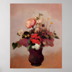Odilon Redon - Bloemen in een bruine vaas, Poster