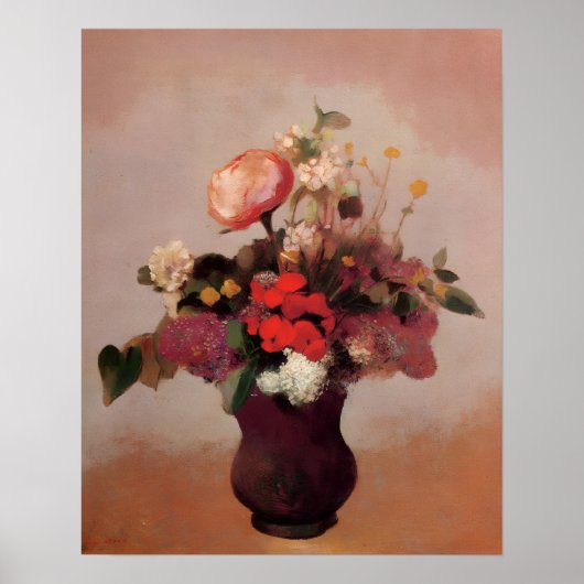 Odilon Redon - Bloemen in een bruine vaas, Poster (Voorkant)