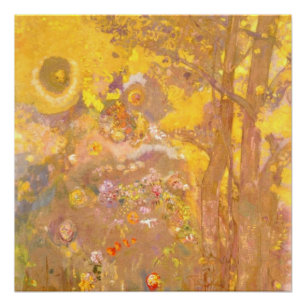 Odilon Redon - Boom op gele achtergrond Poster