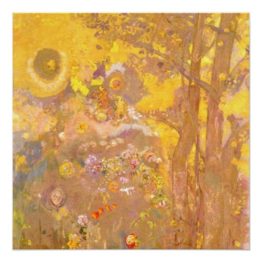 Odilon Redon - Boom op gele achtergrond Poster (Voorkant)