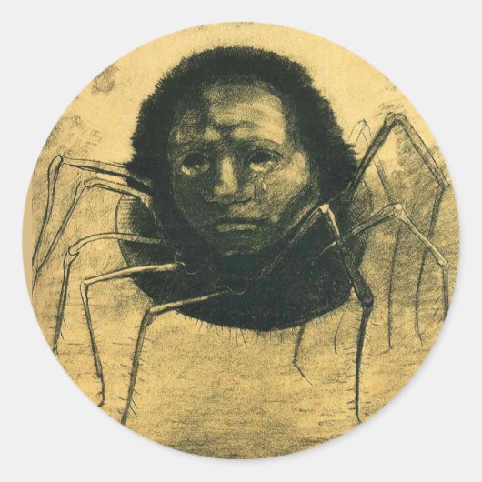 Odilon Redon - de Droogspin, Ronde Sticker (Voorkant)