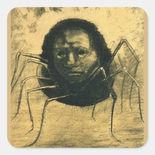 Odilon Redon, De Huilende Spin Vierkante Sticker (Voorkant)