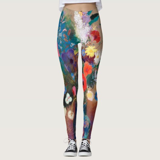 Odilon Redon gedrukte Leggings geschilderde bloeme (Voorkant)
