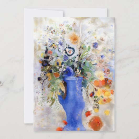 Odilon Redon - Groot boeket in pastelblauwe vaas Bedankkaart (Voorkant)