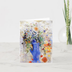 Odilon Redon - Groot boeket in pastelblauwe vaas Kaart