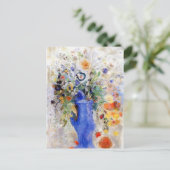 Odilon Redon - Grote Bouquet in Pastel Blue Vase Briefkaart (Staand voorkant)