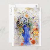 Odilon Redon - Grote Bouquet in Pastel Blue Vase Briefkaart (Voorkant / Achterkant)