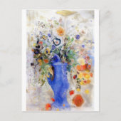 Odilon Redon - Grote Bouquet in Pastel Blue Vase Briefkaart (Voorkant)