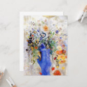 Odilon Redon - Grote Bouquet in Pastel Blue Vase Kaart (Voorkant / Achterkant in situ)