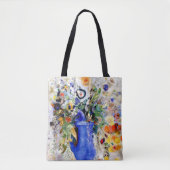 Odilon Redon - Grote Bouquet in Pastel Blue Vase Tote Bag (Voorkant)