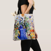 Odilon Redon - Grote Bouquet in Pastel Blue Vase Tote Bag (Dichtbij)