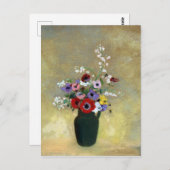 Odilon Redon Large Green Vase met gemengde bloemen Briefkaart (Voorkant / Achterkant)